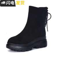 马丁靴女2022秋冬英伦风学生百搭松糕鞋厚底短靴潮加绒平底雪地靴启如