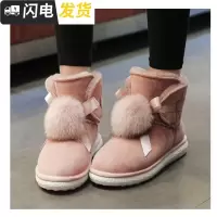 毛球雪地靴女休闲百搭松糕平底防滑雪地棉2022新款秋冬加绒短筒靴启如靴子
