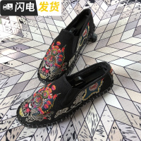 秋冬加绒中国风布鞋保暖加厚社会人老北京绣花刺绣民族风帆布鞋潮启如