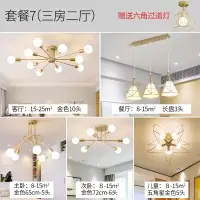 全屋灯具套餐成套组合餐厅简约现代吸顶闪电客三房二厅卧室北欧客厅灯具 套餐7-三房两厅[三色光]
