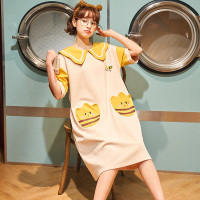睡衣女夏季短袖睡裙女夏天春秋可爱薄款韩版宽松可外穿家居服网红