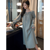 睡裙女春秋长袖性感甜美公主风纯色韩版宽松女士睡衣家居服冬