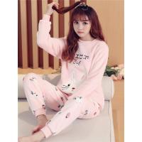 秋冬季珊瑚绒睡衣女冬加厚加绒保暖法兰绒可爱卡通女士家居服套装