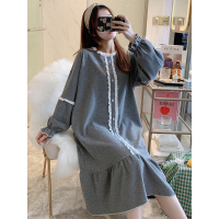 韩版睡裙女春秋冬季甜美公主风长袖睡衣薄款简约家居服夏天长裙