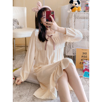 睡衣女春秋冬公主风长袖睡裙中长款甜美可爱少女士家居服