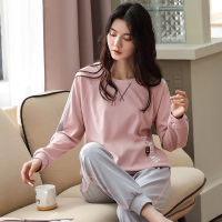 睡衣女薄款长袖两件套可外穿胖mm大码200斤家居服套装春秋冬