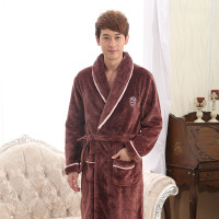秋冬季法兰绒情侣睡袍男士女士浴袍珊瑚绒加厚长袖睡衣家居服浴衣