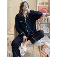 春秋冬季睡衣女长袖开衫薄款夏简约甜美两件套装家居服可外穿