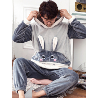 冬季加绒加厚保暖珊瑚绒男士睡衣秋冬款法兰绒卡通大码家居服冬天