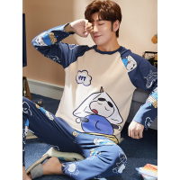 男士睡衣春秋季薄款长袖男式青少年秋冬款夏季家居服套装