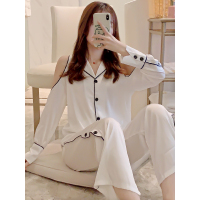 冰丝睡衣女士春秋夏季薄款长袖两件套装秋冬性感家居服可外穿