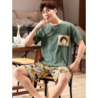 夏季短袖薄款男士睡衣春秋款卡通学生大码套装夏天家居服