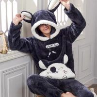 睡衣男士珊瑚绒秋冬季加绒卡通青少年加厚大童法兰绒家居服套装冬