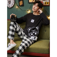 男士睡衣春秋季长袖卡通青少年学生秋冬款薄款家居服套装