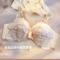 内衣女新款小胸聚拢防下垂薄款无钢圈蝴蝶结文胸罩内衣套装