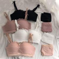 文胸无钢圈聚拢小胸罩性感蕾丝少女内衣套装女学生韩版防下垂中厚