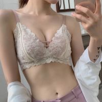 内衣女薄款大胸显小小胸聚拢无钢圈内衣防下垂收副乳性感文胸套装