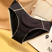 蕾丝内裤女性感舒适丝滑冰丝三角裤无痕贴胶纯色女士内裤