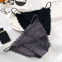 3条装内裤女纯棉裆低腰无痕性感蕾丝细带冰丝少女大码胖M三角裤头