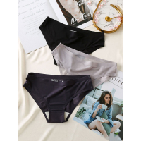 3条装性感无痕内裤女冰丝超薄透气纯色简约纯棉裆三角裤底裤头夏