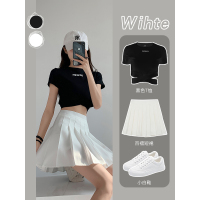 白色百褶裙短裙女春秋2021新款半身裙夏季学生高腰jk裙a字裙格子