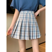 百褶裙高腰a字短裙早春夏季2021新款bm风裙子包臀jk格子半身裙女