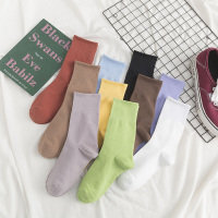 袜子女中筒袜春秋薄款纯色长袜纯棉春夏白色长筒夏季堆堆袜ins潮