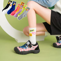 春夏季笑脸情侣中筒袜纯棉袜子女短筒袜ins潮薄款新疆棉运动袜男
