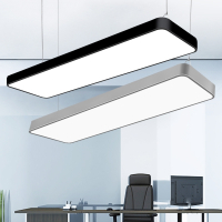 LED长条灯办公室灯吊灯长方形吊线灯圆角吸顶灯简约时尚商场写字 36W办公灯圆角银色T10
