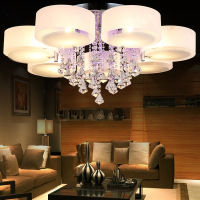 客厅灯简约现代LED卧室家用圆形水晶灯餐厅三头吊灯套餐吸顶灯具 如梦令7头升级版12瓦七色