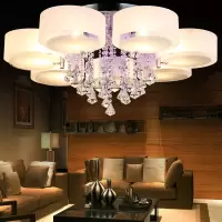 客厅灯简约现代LED卧室家用圆形水晶灯餐厅三头吊灯套餐吸顶灯具 紫红色 套餐12
