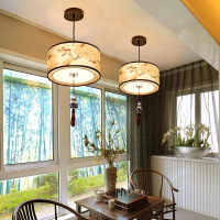 新中式小吊灯阳台过道走廊玄关客厅灯现代简约创意中国风餐厅灯具 浅灰色 圆吸梅花+吊坠20