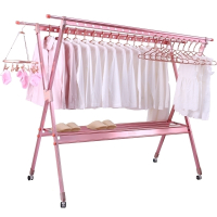 晾衣架落地折叠室内外家用阳台式晾衣杆凉衣架晒架晒衣架 7代银白 大号 大