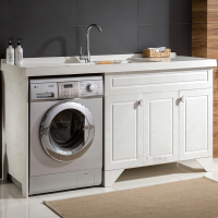 全石材整体金刚石阳台洗衣柜石英石台面带搓衣板玉石滚筒洗衣机池 1.5米