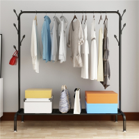 晾衣架落地折叠室内单杆式晒衣架卧室挂衣架家用简易凉衣服的架子 1米带置物板-白 1个