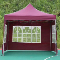 帐篷围布摆摊防风防雨加厚透明围布四脚遮阳棚保暖围布推拉篷围布 420加厚窗型围布(1米)红