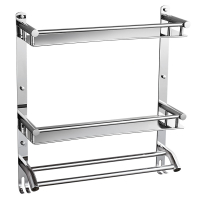 卡贝(cobbe)卫生间置物架壁挂毛巾架免打孔不锈钢304洗手间厕所浴室收纳 [简约款]60cm单层带杆