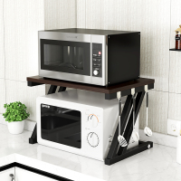 闪电客厨房双层微波炉架厨具落地收纳架多功能台面家用不锈钢烤箱放锅架