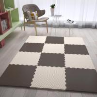 闪电客泡沫地垫拼接家用垫子拼图爬行垫儿童爬爬垫加厚卧室地板垫泡沫垫 米色+咖色 30X30X1.2[40片送40根边条]