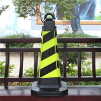 路锥反光锥禁止停车警示牌路桩路障锥雪糕筒停车桩请勿泊车告示牌 提环大号黄黑斜纹不带字