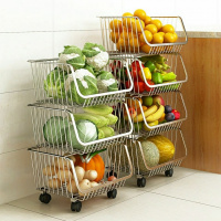 厨房蔬菜水果收纳篮多层可移动闪电客落地收纳筐放菜架子沥水家用置物架