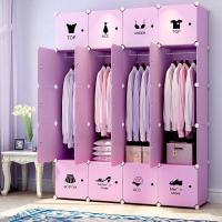 简易布衣柜收纳架塑料推拉闪电客双人钢管加粗加固单人卧室家具柜