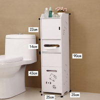 浴室置物架落地卫生间夹缝收纳柜闪电客洗手间厕所马桶边柜储物用品 90KT(25宽25深)门+桶