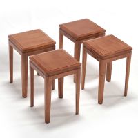 凳子家用时尚创意小凳子现代闪电客餐桌凳成人简约方凳加餐凳木板凳 茶色方凳4只装