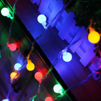 LED星星灯小彩灯闪电客雪花圆球铃铛圣诞树装饰灯满天星房间布置 浪漫唯美圆球灯[彩色] 6米40灯[插电款]8种闪烁模式