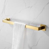 金色浴巾架铜免打孔北欧卫浴室闪电客五金厕所卫生间置物壁挂毛巾架 50CM单杆128