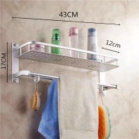 免打孔毛巾架太空铝吕卫生间闪电客置物架折叠浴巾架浴室卫浴五金挂件 43cm豪华双层(免打孔/打孔两用)