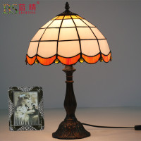 美式简约台灯卧室床头暖光闪电客酒吧咖啡厅西餐厅奶茶店调光 树脂底座桔色彩带 按钮开关