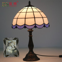 美式简约台灯卧室床头暖光闪电客酒吧咖啡厅西餐厅奶茶店调光 树脂底座蓝彩带 调光开关