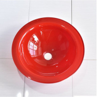 钢化玻璃圆形单盆台中盆台上盆闪电客台下盆彩色玻璃洗手盆洗面盆洗漱盆